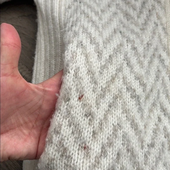 Capriccio |Vintage Off White and Gray Chevron Open-Front Knit Cardigan Sz Medium - Picture 7 of 12